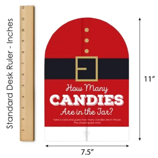 Big Dot of Happiness Jolly Santa Claus - How Many Candies Christmas Party Game - 1 Stand and 40 Cards - Candy Guessing Game image {6}