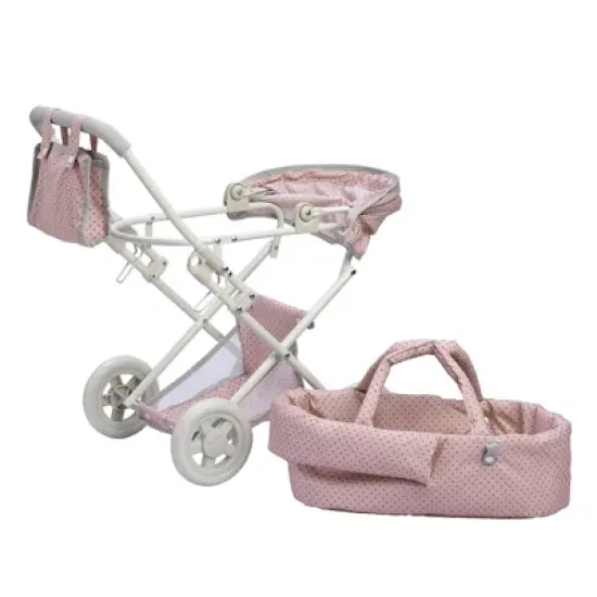 Olivia's Little World - Polka Dots Princess Baby Doll Deluxe Stroller - Pink & Gray image {7}