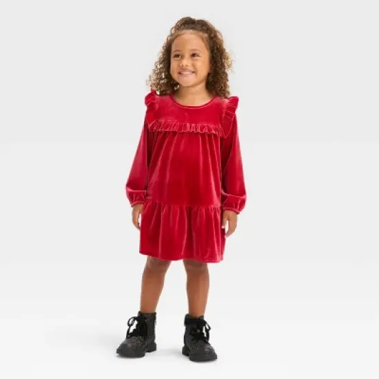 Toddler Girls' A-Line Long Sleeve Dress - Cat & Jack&trade; Red image {3}
