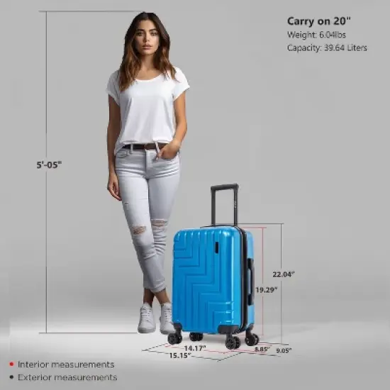 DUKAP Zahav Lightweight Hardside Carry On Spinner Suitcase - Teal image {6}
