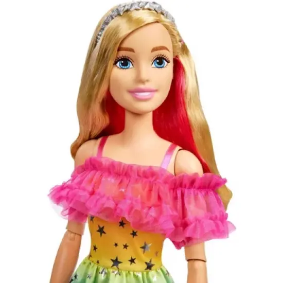 Barbie 28" Large Doll with Blond Hair and Rainbow Dress image {2}