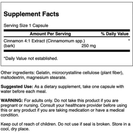 Swanson Cinnamon Extract 250 mg 90 Capsules image {2}