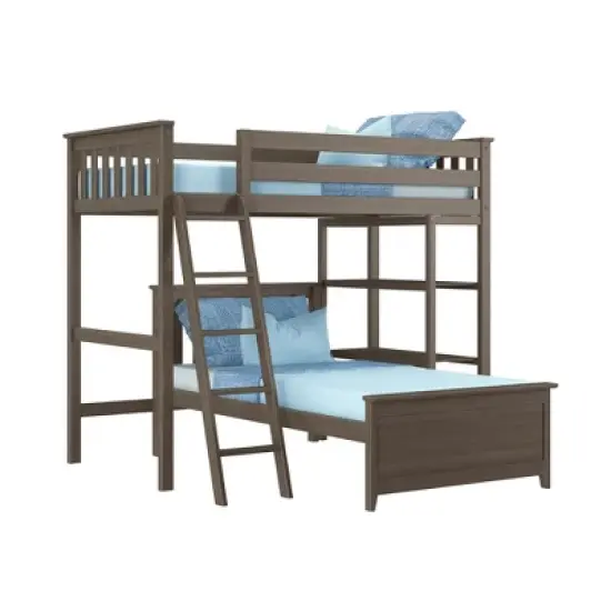 Max & Lily L-Shaped Twin over Twin Bunk Bed with Bookcase image {6}