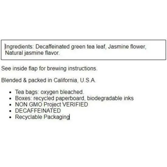 Triple Leaf Tea Jasmine Decaf Green Tea image {1}