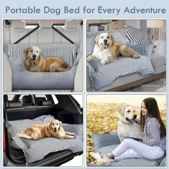 Dog Car Booster Seat for Large Dogs - Elevated Pet Seat with Safety Belt, Non-Slip Base, and Storage Pockets for Car Travel image {4}