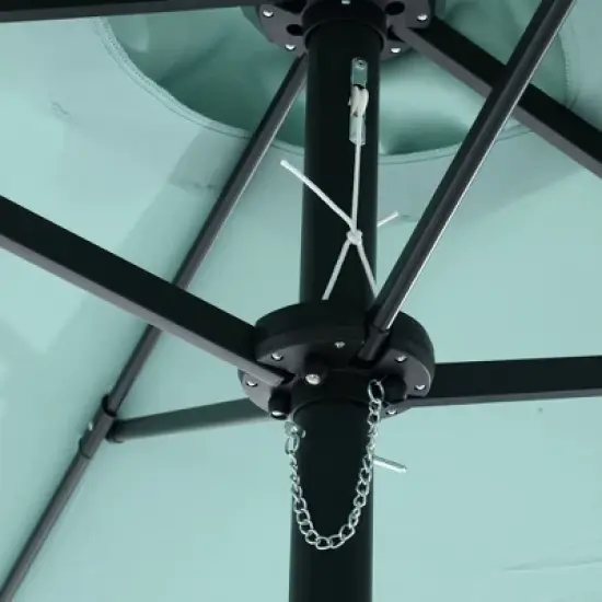 DOMETOUR 14.8 Ft Double Sided Outdoor Umbrella Rectangular Large with Crank ( Light green ) image {5}