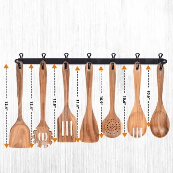 Cheer Collection 7 Piece Elegant Wooden Kitchen Utensils Set image {3}