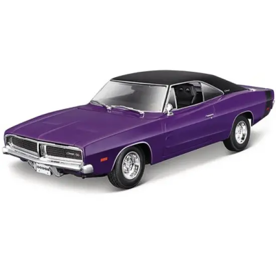 1969 Dodge Charger R/T Purple with Matt Black Top and Black Tail Stripe "Special Edition" 1/18 Diecast Model Car by Maisto image {1}