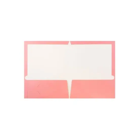 JAM Paper Laminated Two-Pocket Glossy Presentation Folders Baby Pink 31225348A image {1}