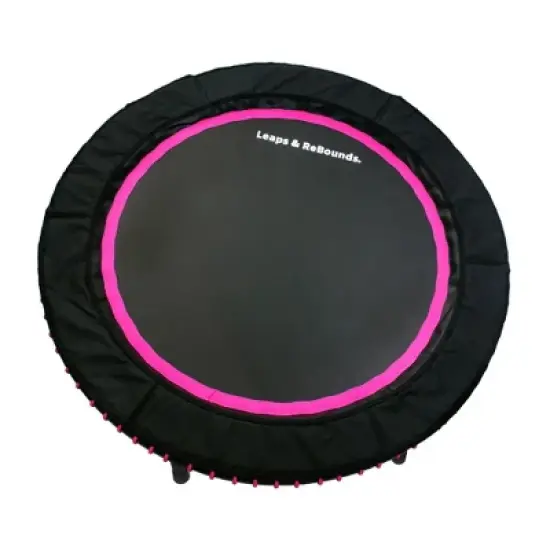 LEAPS & REBOUNDS 40" Adjustable Stability Bar Attachment with 40" Mini Fitness Trampoline and Home Gym Rebounder for Cardio Exercises, Pink image {2}