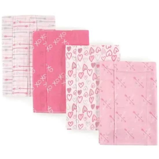 Luvable Friends Baby Girl Cotton Flannel Burp Cloths 4pk, Love, One Size image {1}