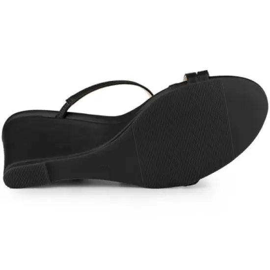 Perphy Strappy Open Toe Wedge Heels Slide Sandals for Women image {4}