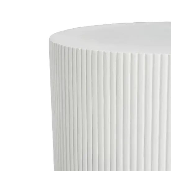 Christopher Knight Home Hamid Minimalist Ribbed Cylindrical Lightweight Concrete Side Table, White image {6}