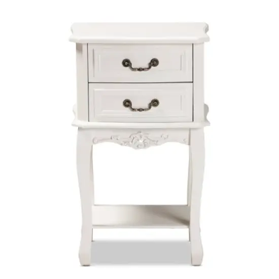 Gabrielle 2 Drawer Wood Nightstand White/Brass - Baxton Studio image {2}