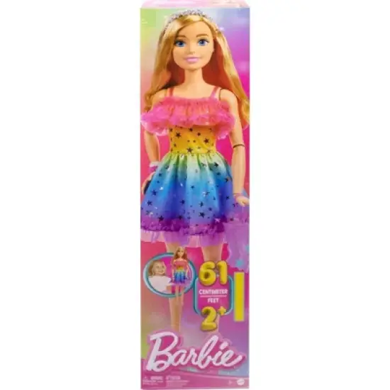 Barbie 28" Large Doll with Blond Hair and Rainbow Dress image {6}