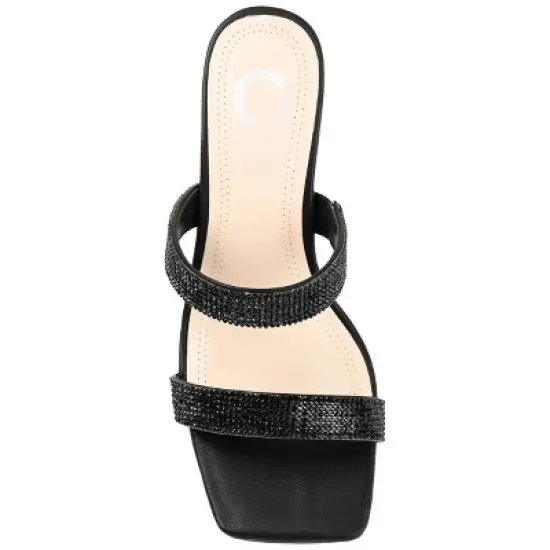 Journee Collection Womens Shandee Tru Comfort Foam Rhinestone Detail Block Heel Sandals image {3}