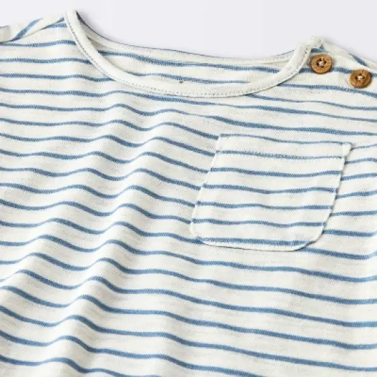 Baby Girls' 2pc Striped Pocket T-Shirt & Bike Shorts Set - Cloud Island&trade; Blue image {2}