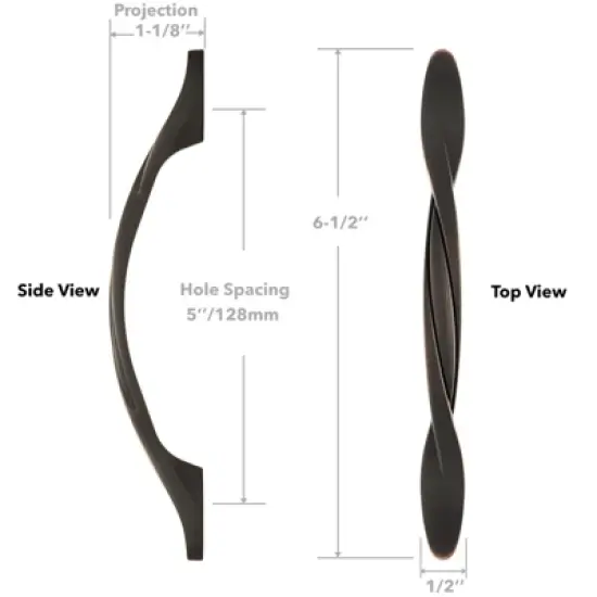 Cauldham Pack Solid Braided Kitchen Cabinet Pulls Handles (5" Hole Centers) - Drawer/Door Hardware - Style M260 - Oil Rubbed Bronze image {4}