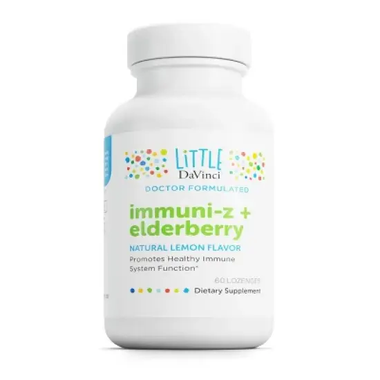 Little DaVinci Immuni-z + Elderberry - Kids Zinc Lozenge to Support Immune Health, Healthy Lungs and Throat Tissue* - Lemon Flavor - 60 Lozenges image {6}