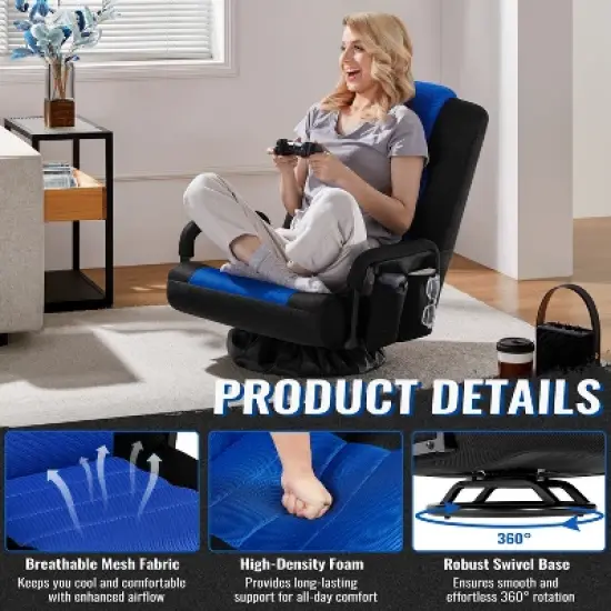 Yaheetech Adjustable Swivel Gaming Chair Reclining Sofa Chair with Armrests and Adjustable Backrest image {4}