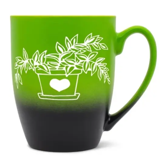 Elanze Designs Botanical Foliage Nature Coffee Cup Mug 12 Ounce Ceramic With Ombre Gradient Elegant Minimalist Inch Plant in Heart Planter Silhouette image {5}