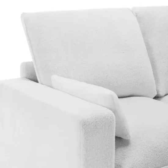3 Seat Sofa with Removable Cushions and 2 Pillows, Teddy Fabric Upholstered Couch-ModernLuxe image {11}