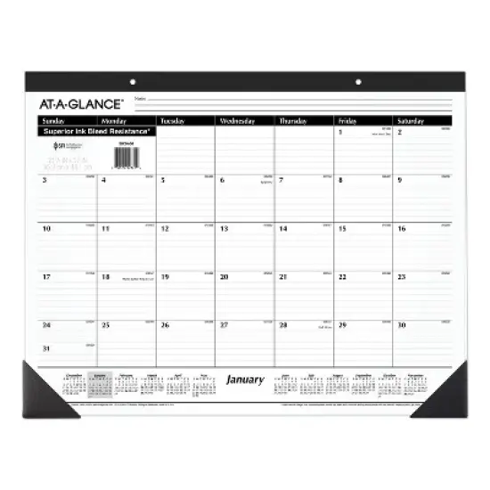 Ruled Desk Pad, 22 x 17, White Sheets, Black Binding, Black Corners, 12-Month (Jan to Dec): 2026 image {4}