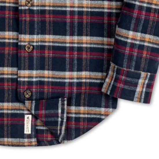 Hope & Henry Boys' Long Sleeve Flannel Button Down Shirt with Double Flap Pockets, Kids image {2}