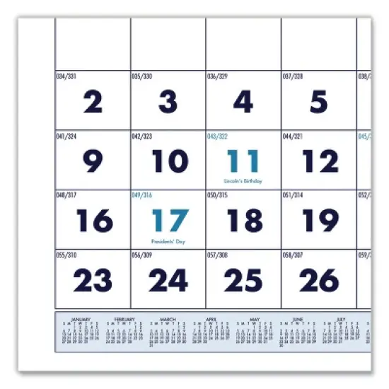 Recycled Three-Month Format Wall Calendar, Horizontal Orientation, 17 x 8, White Sheets, 14-Month: Dec 2025 to Jan 2027 image {2}