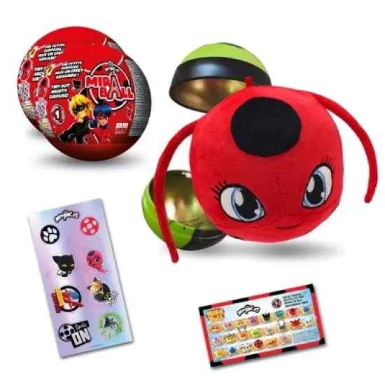 Miraculous Ladybug, 4-1 Surprise Miraball, Toys for Kids with Collectible Character Metal Ball, Kwami Plush, Glittery Stickers and White Ribbon image {9}