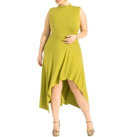 ELOQUII Women&rsquo;s Plus Size Asymmetrical Hem Jersey Dress image {1}