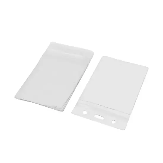 Unique Bargains Vertical Clear Plastic Self Zip ID Card Name Business Badge Holders Case 5 Pcs image {5}