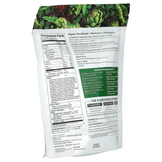 PlantFusion Organic Mushrooms + Protein, Creamy Vanilla Bean, 15 oz (428 g) image {2}