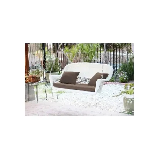 HomeStock White Wicker Porch Swing image {11}