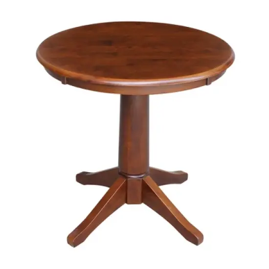 30" Nick Round Top Pedestal Table Espresso - International Concepts image {5}