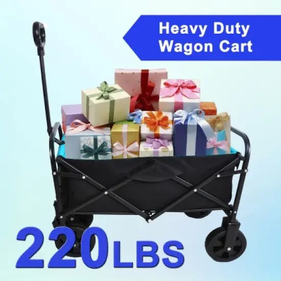 YONWAY Foldable Wagon,220 Lbs Capacity Outdoor Camping Beach Cart Steel Frame,Adjustable Garden Utility Rolling Cart with Wheels image {2}