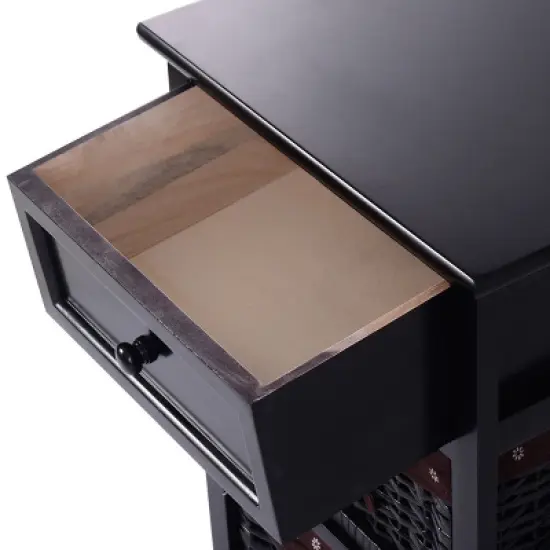 Costway Set OF 2 Night Stand 3 Tier 1 Drawer Bedside End Table Organizer Wood W/2 Basket image {9}