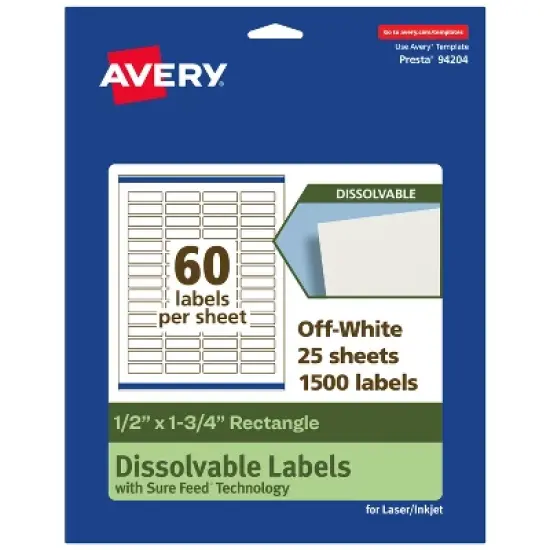 Avery Dissolvable Labels, 0.5" x 1.75" Rectangle image {9}