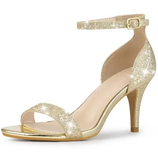 Perphy Women's Glitter Ankle Strap Stiletto Heels image {7}