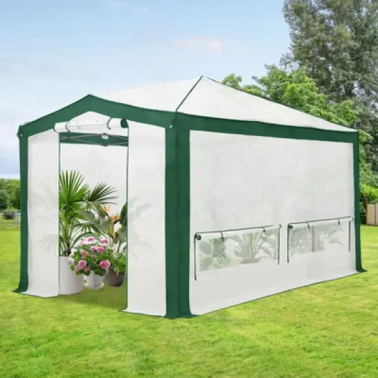 EAGLE PEAK 8x12 Portable Walk in Greenhouse , Heavy Duty Instant Pop Up Green House, Front Roll Up Zipper Entry Door and Mesh Windows image {9}