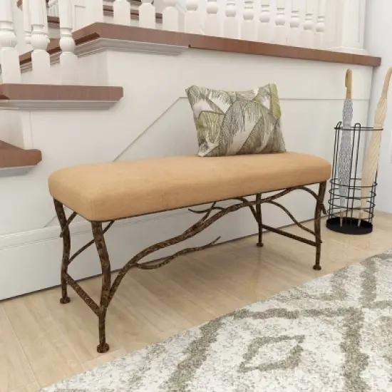 Farmhouse Wood Rectangle Bench Brown - Olivia & May image {1}