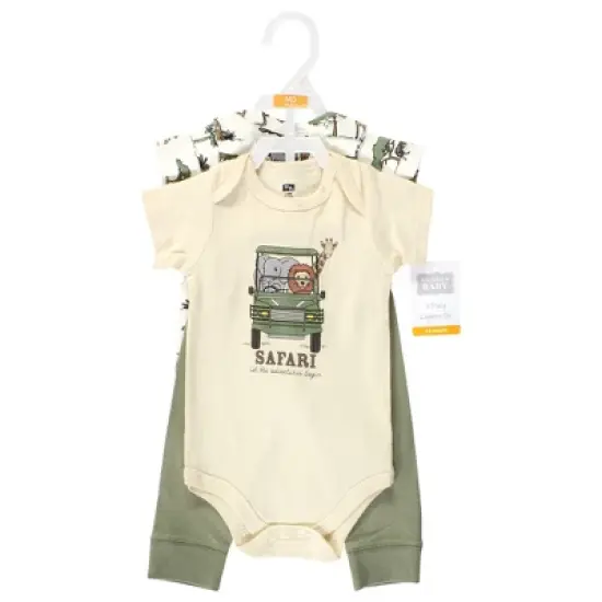 Hudson Baby Infant Boy Cotton Bodysuit and Pant Set, Going On Safari Short Sleeve image {1}