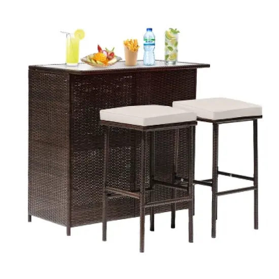 BestMassage Wicker Patio Furniture 3 Piece Rattan Table and Chairs image {8}