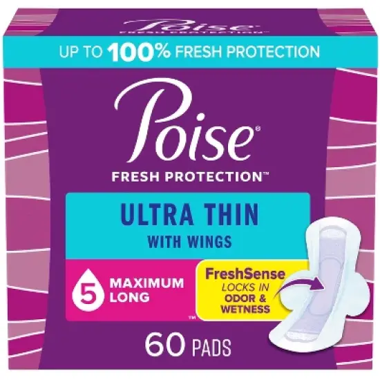 Poise Ultra Thin Pads with Wings - Maximum Absorbency image {9}