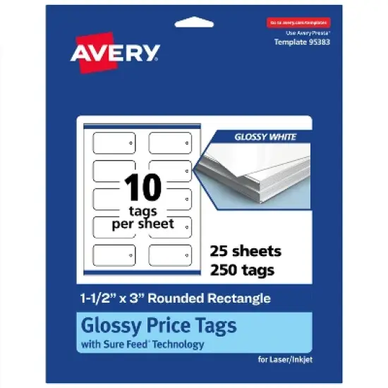 Avery Rounded Price Tags, 1-1/2" x 3", Glossy White, 250 Total image {9}