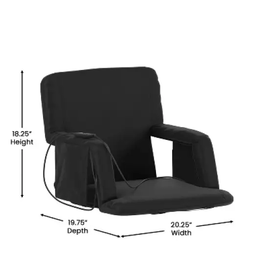 Flash Furniture Malta Portable Heated Reclining Stadium Chair with Armrests, Padded Back & Heated Seat with Dual Storage Pockets and Backpack Straps image {15}