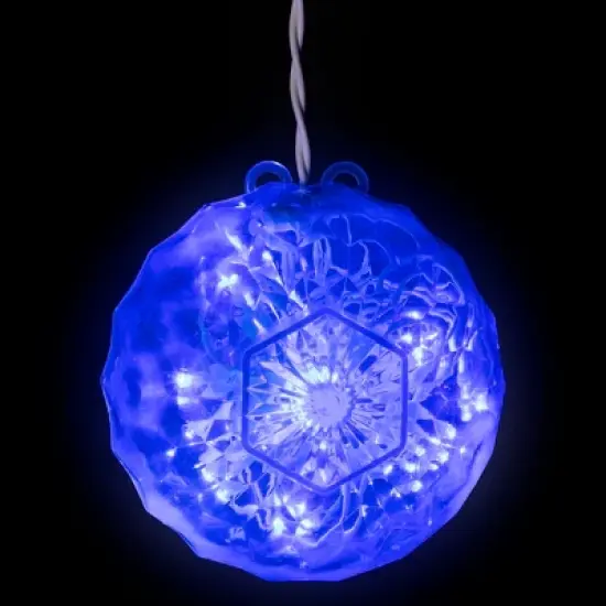 Northlight 6" LED Hanging Crystal Sphere Ball Outdoor Decoration - Blue image {1}