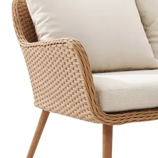 Landon 2pc Outdoor Wicker Chat Set - Beige - Crosley image {6}