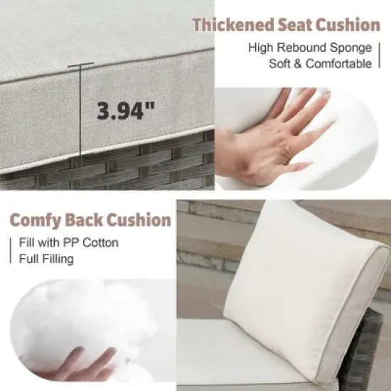 Tenaya 10pc Wicker Outdoor Patio Furniture Set Conversation Sofa with a Storage Fire Pit and Cushions image {2}