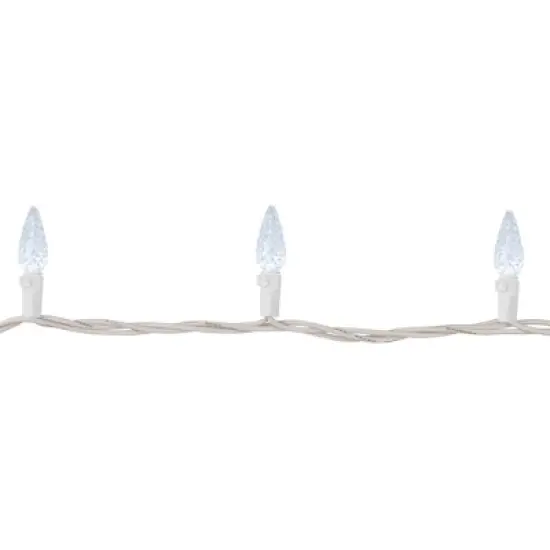 Northlight 70-Count Pure White LED Faceted C6 Christmas Lights, 23 ft White Wire image {4}